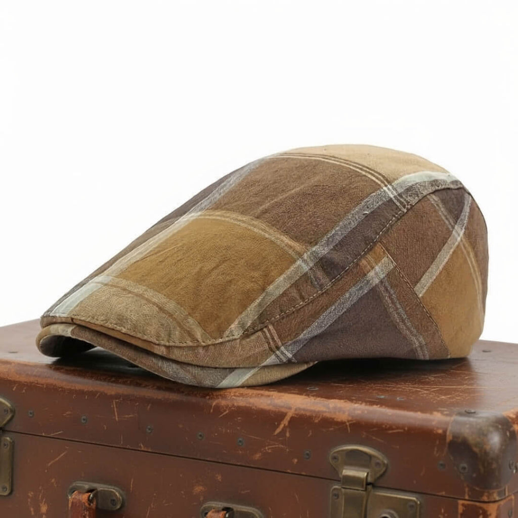 Plaid Cotton Flat Cap | SCRANTON