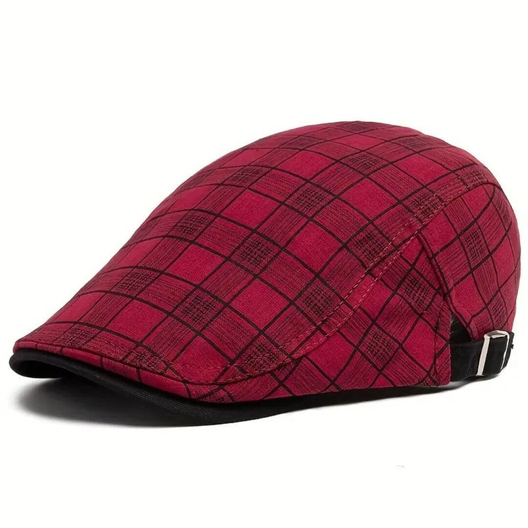 Linen-Cotton Plaid Flat Cap | WELLINGTON