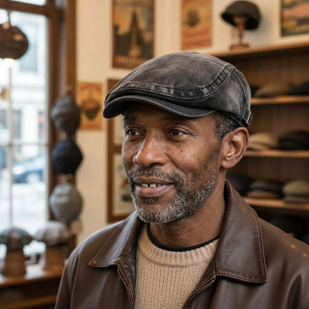 Washed Denim Flat Cap | LOGAN