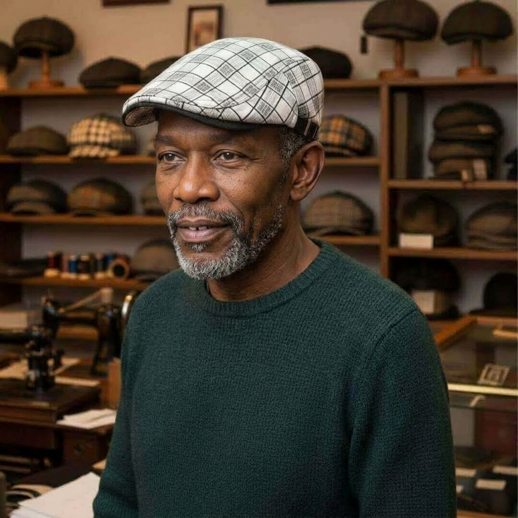 Linen-Cotton Plaid Flat Cap | WELLINGTON