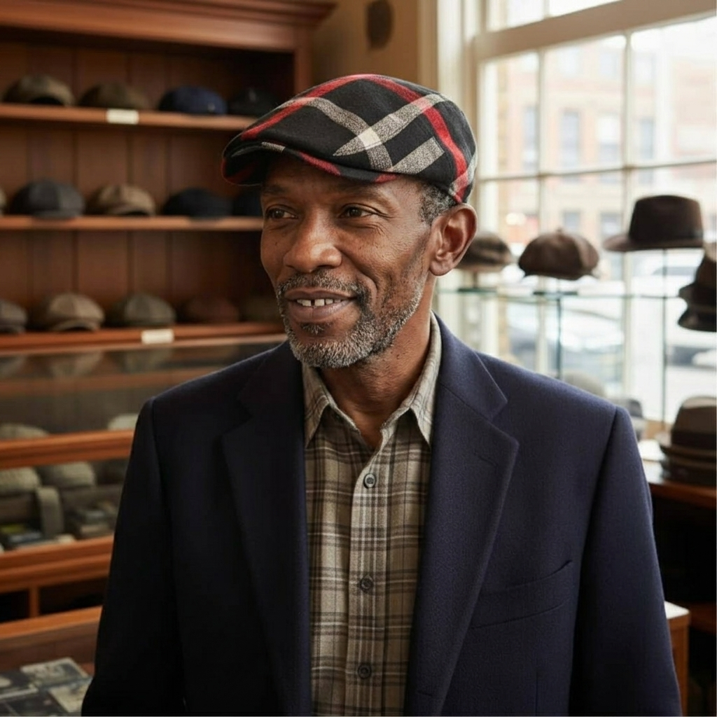 Cotton Plaid Flat Cap | ROSCOE
